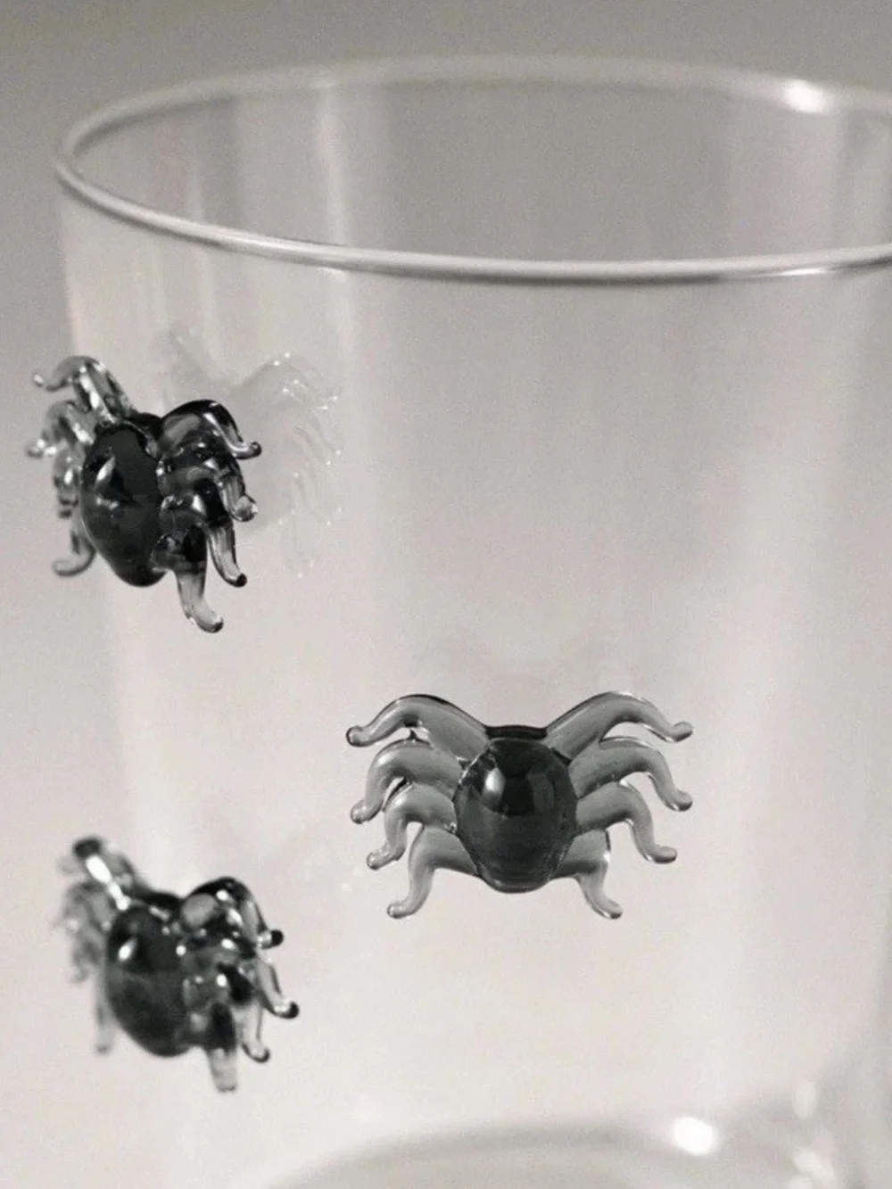 Anthropologie Halloween Icon Juice Glass 3D SPIDER Clear Borosilicate 14oz NEW